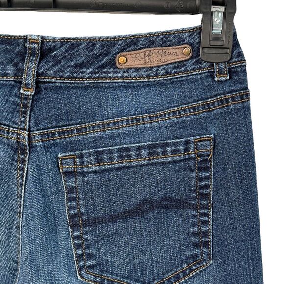 Ruff Hewn SZ 4S SHORT Bootcut Jeans Mid-Rise Pockets Stretch Whiskered Blue - Picture 7 of 11